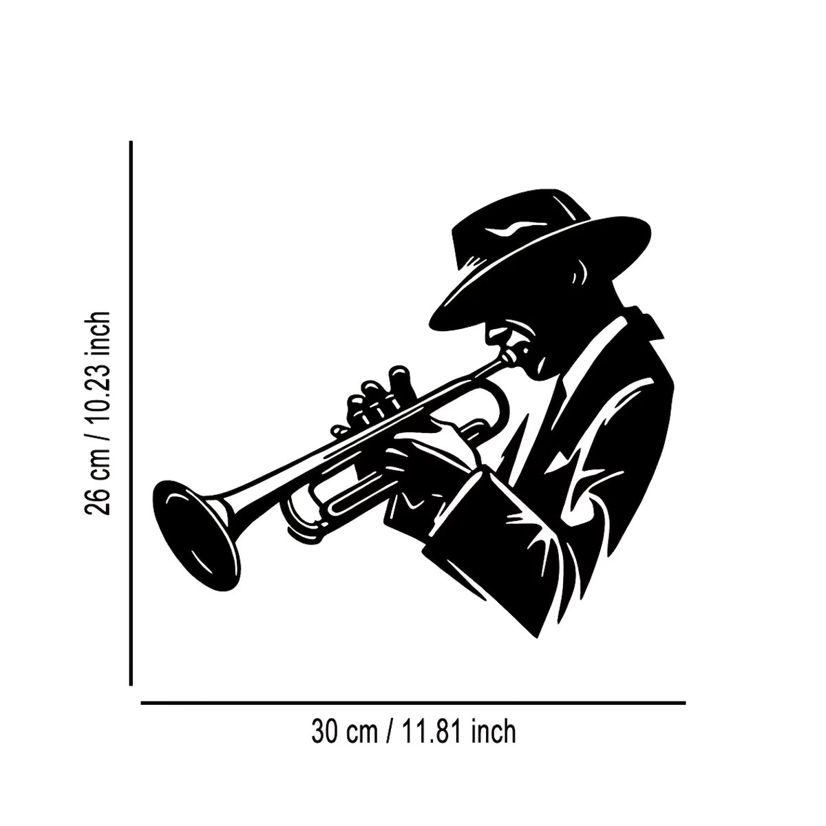 DDPNKL Wanddekoration aus Metall Trompetenspieler Abstrakte Kunst in Schwarz minimalistisches Design - Bild 3