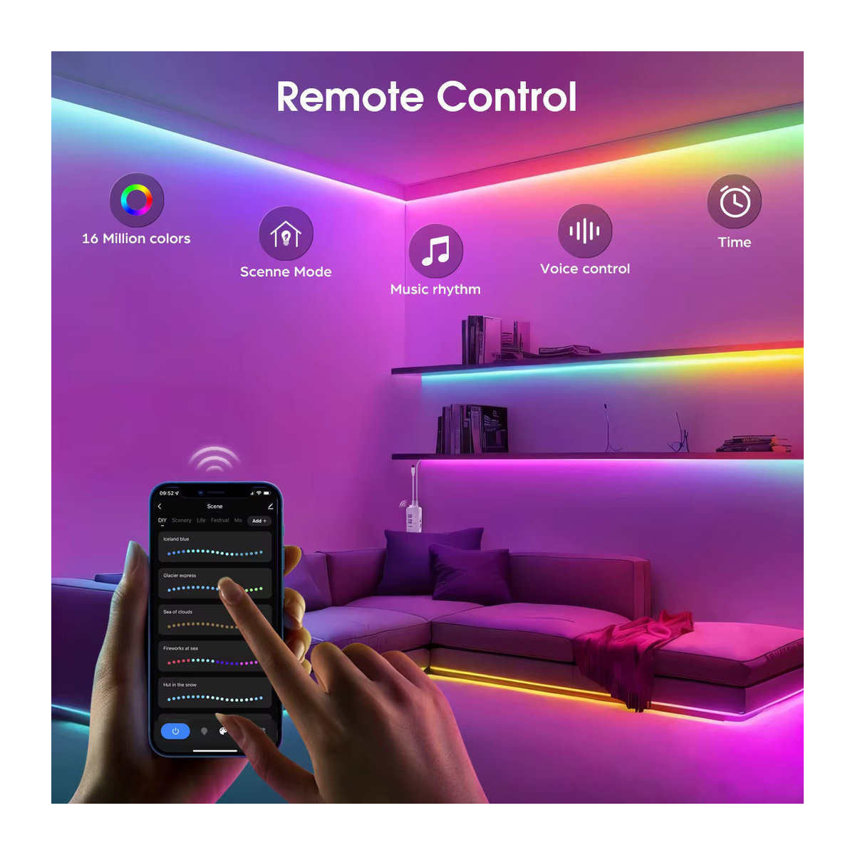 Dearmcolor RGBIC Neon-LED-Streifen mit Tuya WiFi, adressierbarer COB-LED-Streifen mit 576 LEDs/m für Alexa und Google Home, DC12V - Bild 3