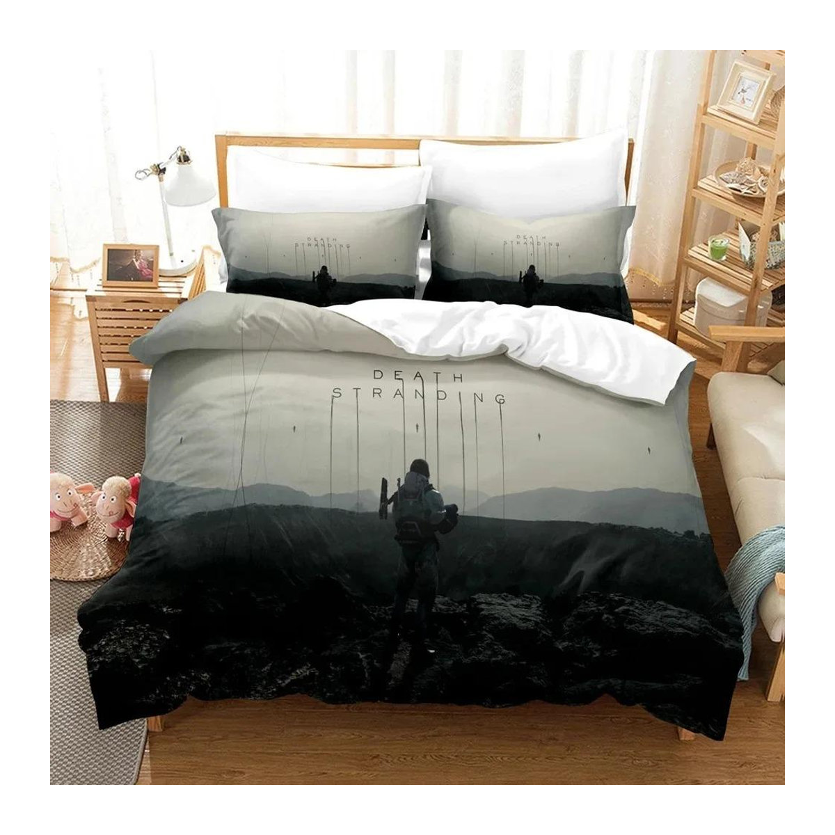 Death Stranded Bettwäsche-Set mit 3D-Druck, bestehend aus Bettbezug und Kissenbezug, B/H: 135 x 200 cm - Bild 1
