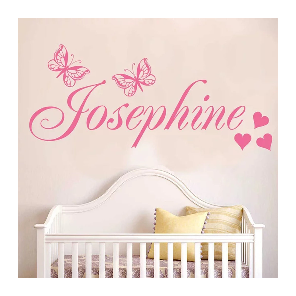 DECALYANG Posh Personalisierter Wandaufkleber mit Schmetterlingen und Herzen in Grün und Rosa für das Kinderzimmer - Bild 1