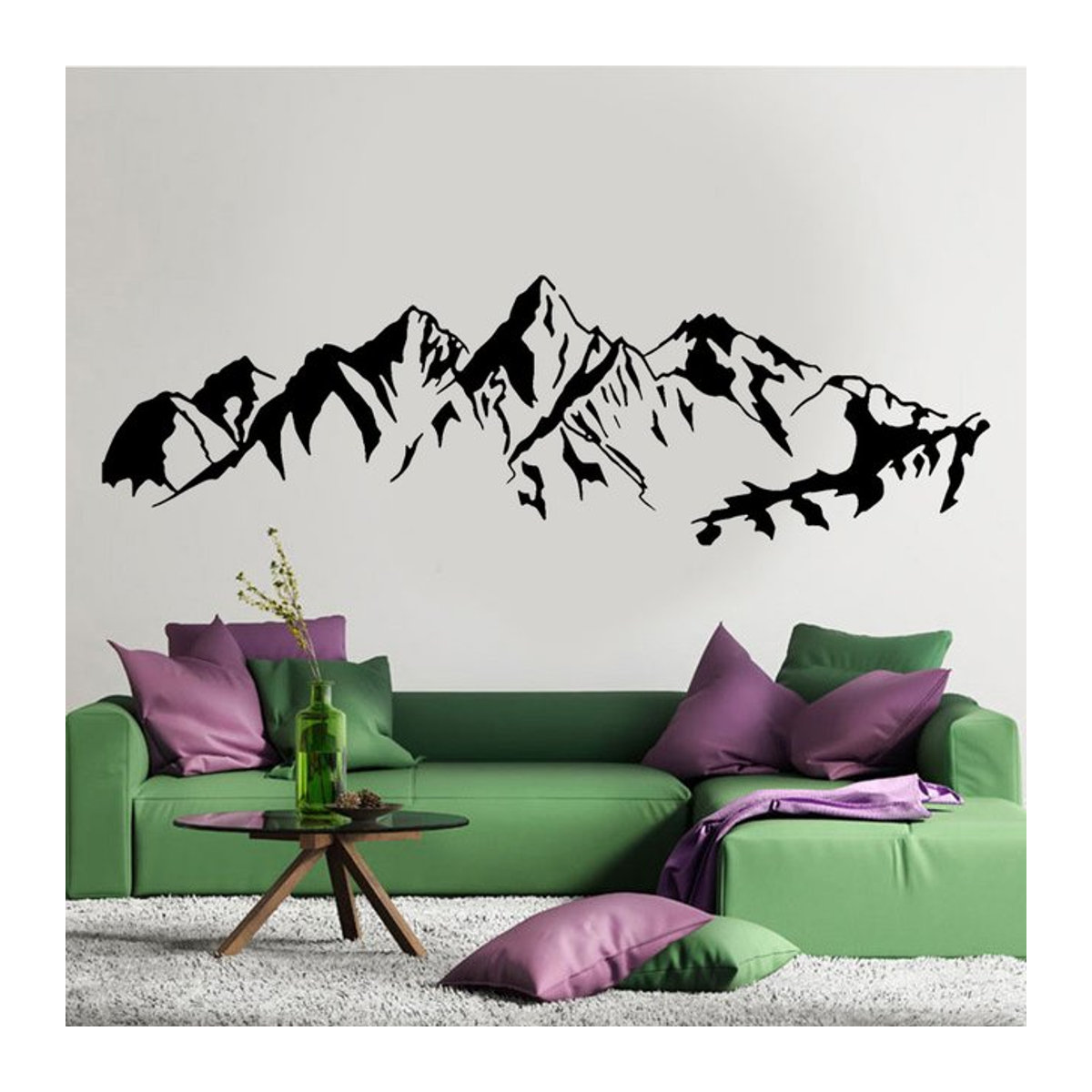 DECALYANG Wandtattoo Karakorum Gebirge Landschaft in Grau und Schwarz für Wohnzimmer und Schlafzimmer - Bild 1