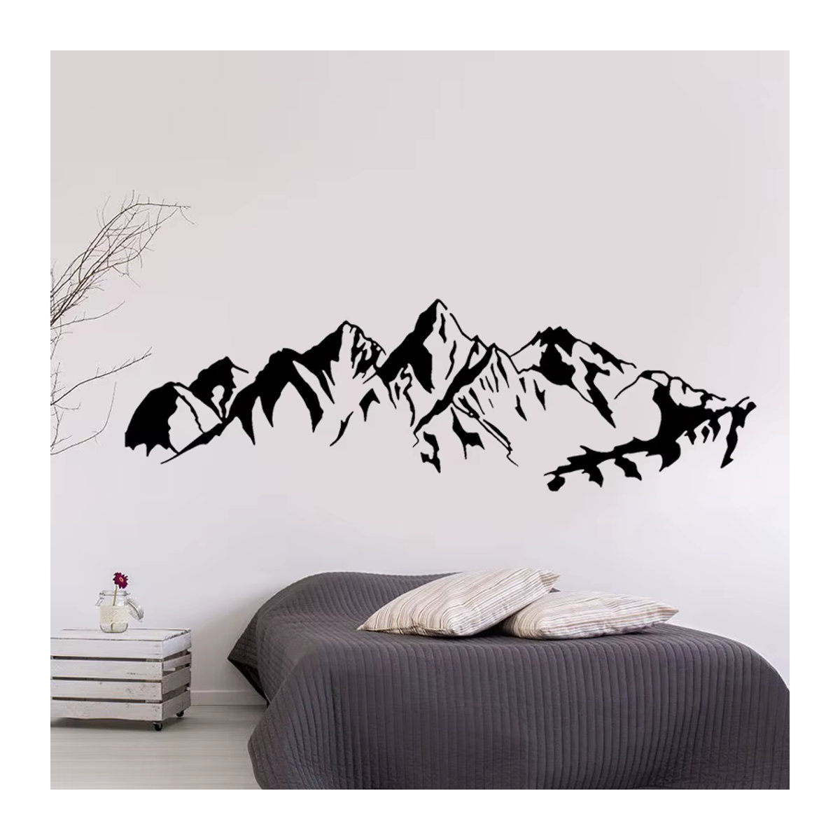 DECALYANG Wandtattoo Karakorum Gebirge Landschaft in Grau und Schwarz für Wohnzimmer und Schlafzimmer - Bild 2