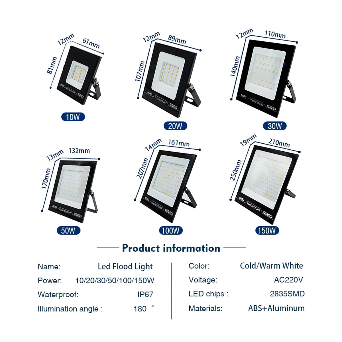 DEEMOPA LED Außenstrahler IP67 Wasserdicht Schwarz aus Aluminium für Garten und Straße - Bild 2