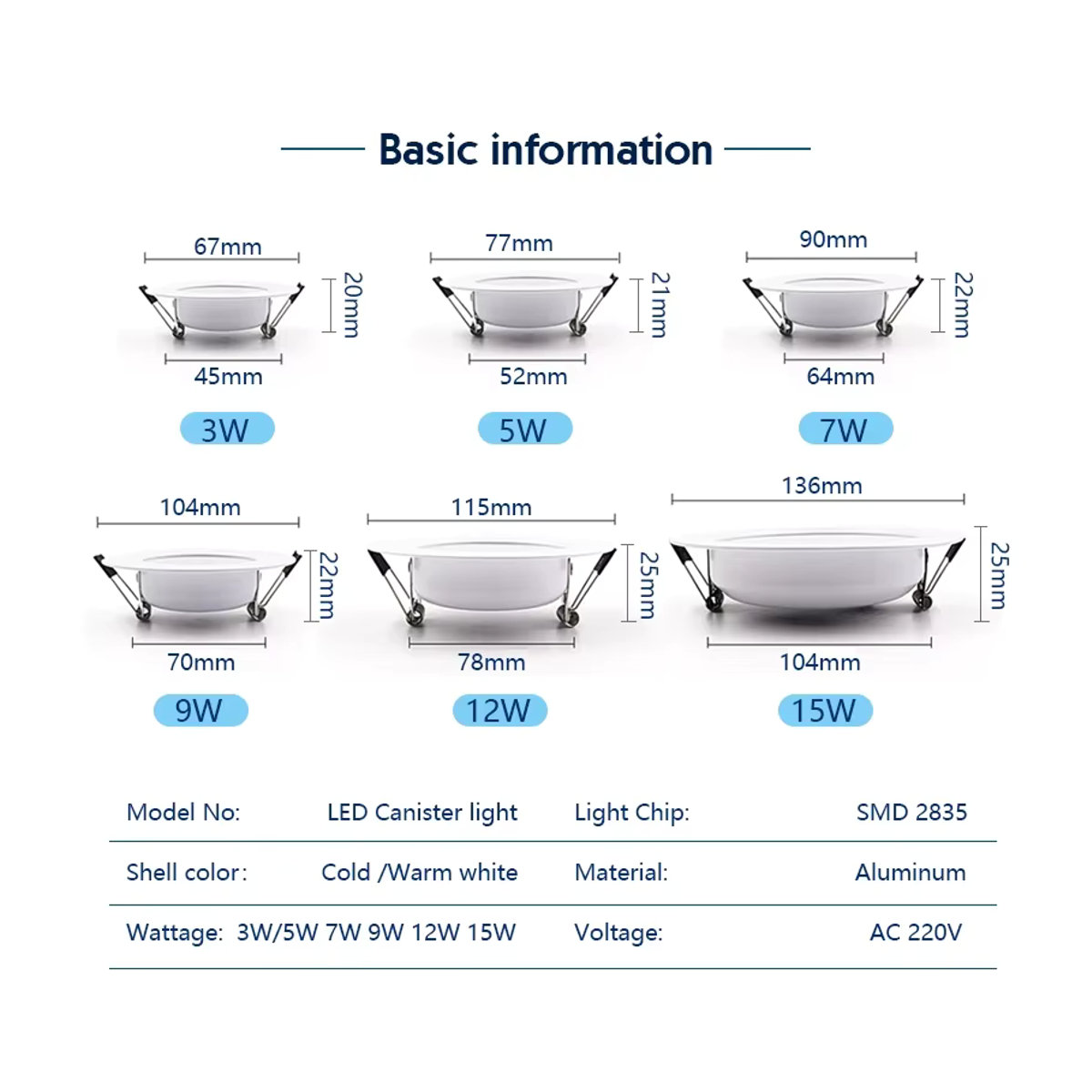 DEEMOPA LED Einbaustrahler Rundes LED-Downlight in Weiß mit minimalistischem Design aus Aluminium - Bild 2