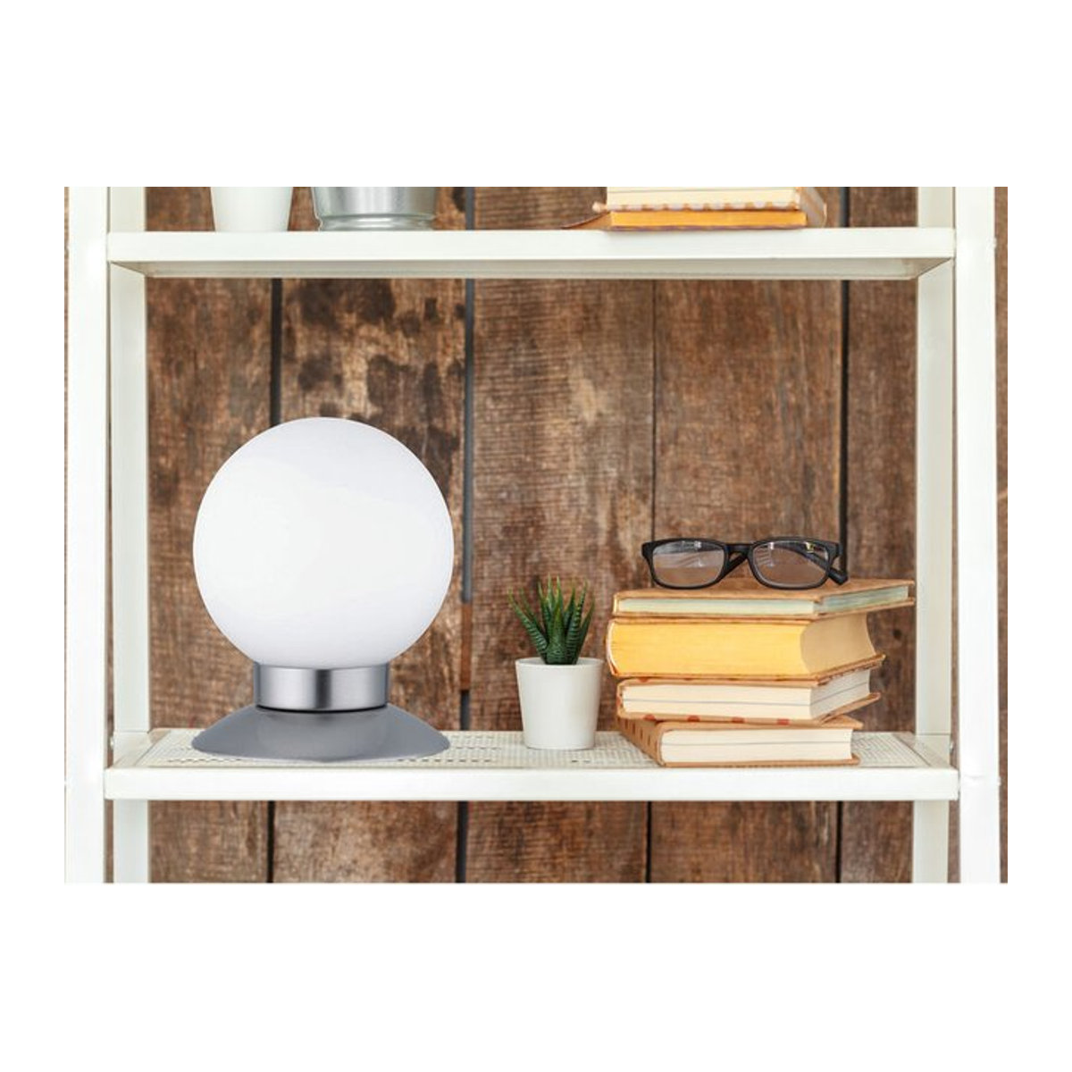 Defibrico LED Tischleuchte Princess in Silber und Weiß mit Glas- und Metallelementen, dimmbar per Touchsensor, Höhe: 13 cm - Bild 3