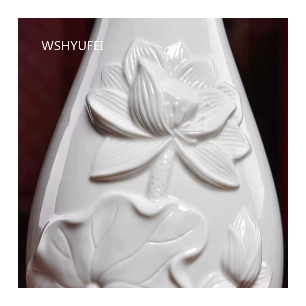 Dehua Porzellan Vase mit handgemachter Blumenschnitzerei in Weiß, moderne bauchige Dekoration für Schnittblumen - Bild 2