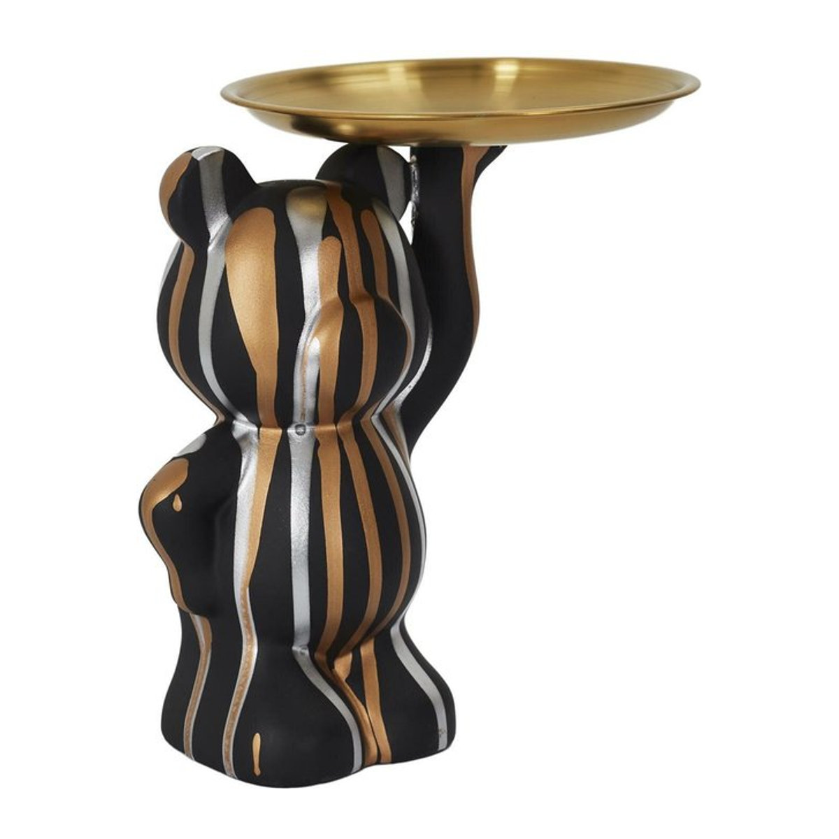 Deko-Bärenfigur mit Tablett von Super Merchant in Schwarz aus Polyresin und Edelstahl, B/T/H: 23,0 x 15,0 x 19,0 cm - Bild 1