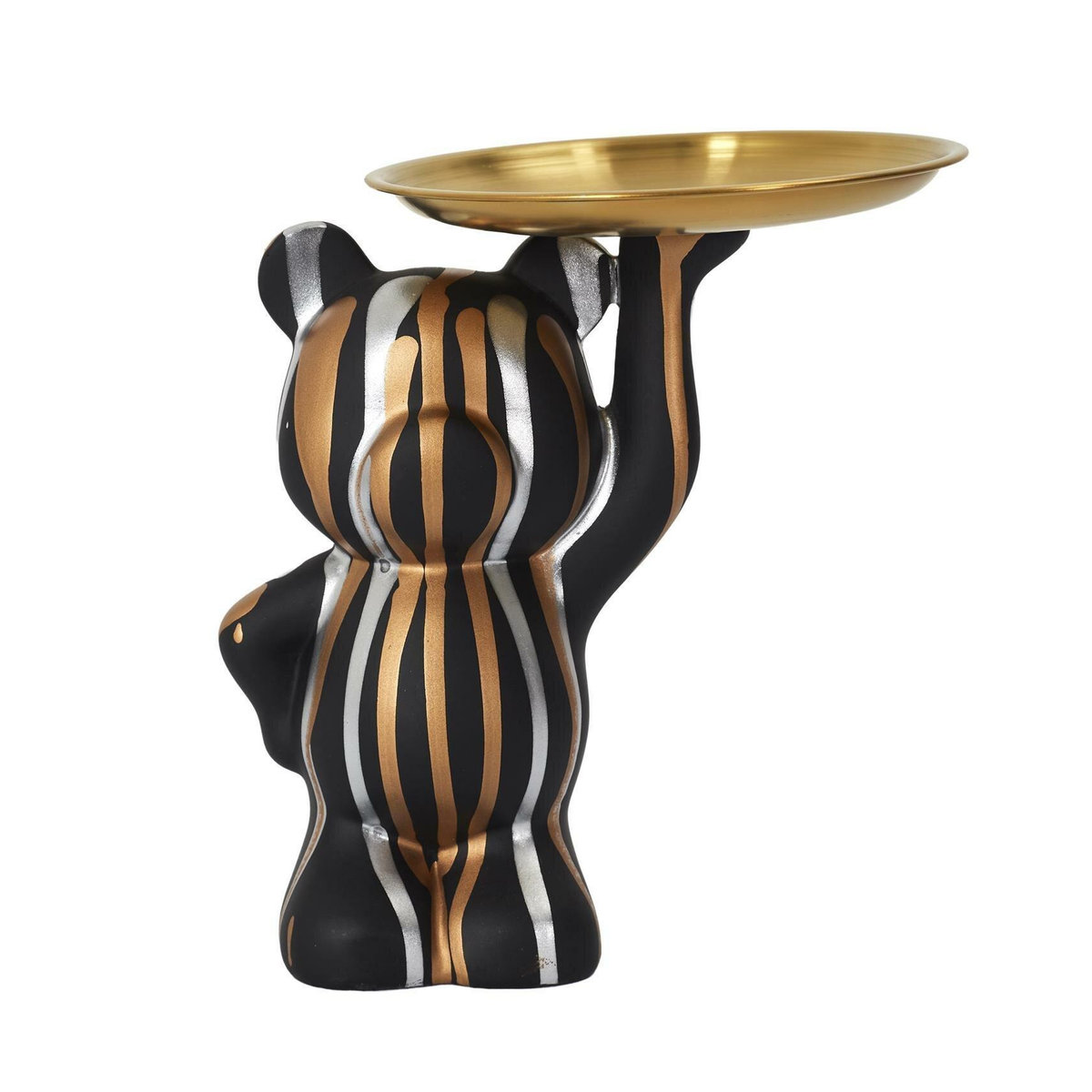 Deko-Bärenfigur mit Tablett von Super Merchant in Schwarz aus Polyresin und Edelstahl, B/T/H: 23,0 x 15,0 x 19,0 cm - Bild 3