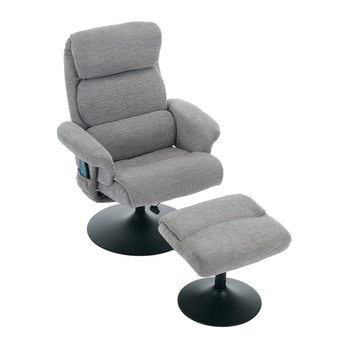 DEKO COLLECTION Relaxsessel mit Liegefunktion, 5-Punkte-Massage und elektrischer Heizfunktion inklusive Hocker, 360 Grad drehbar, Chenille-Stoff, Grau, B/T/H: 75,5 x 77 x 100 cm - Bild 1
