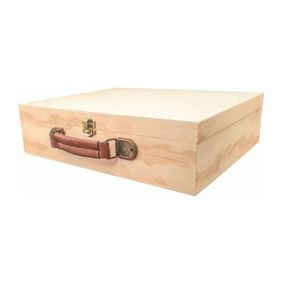 Deko-Koffer aus Holz von MegaCrea mit Kunstledergriff, B/H/T: 33 x 27 x 9 cm - Bild 1