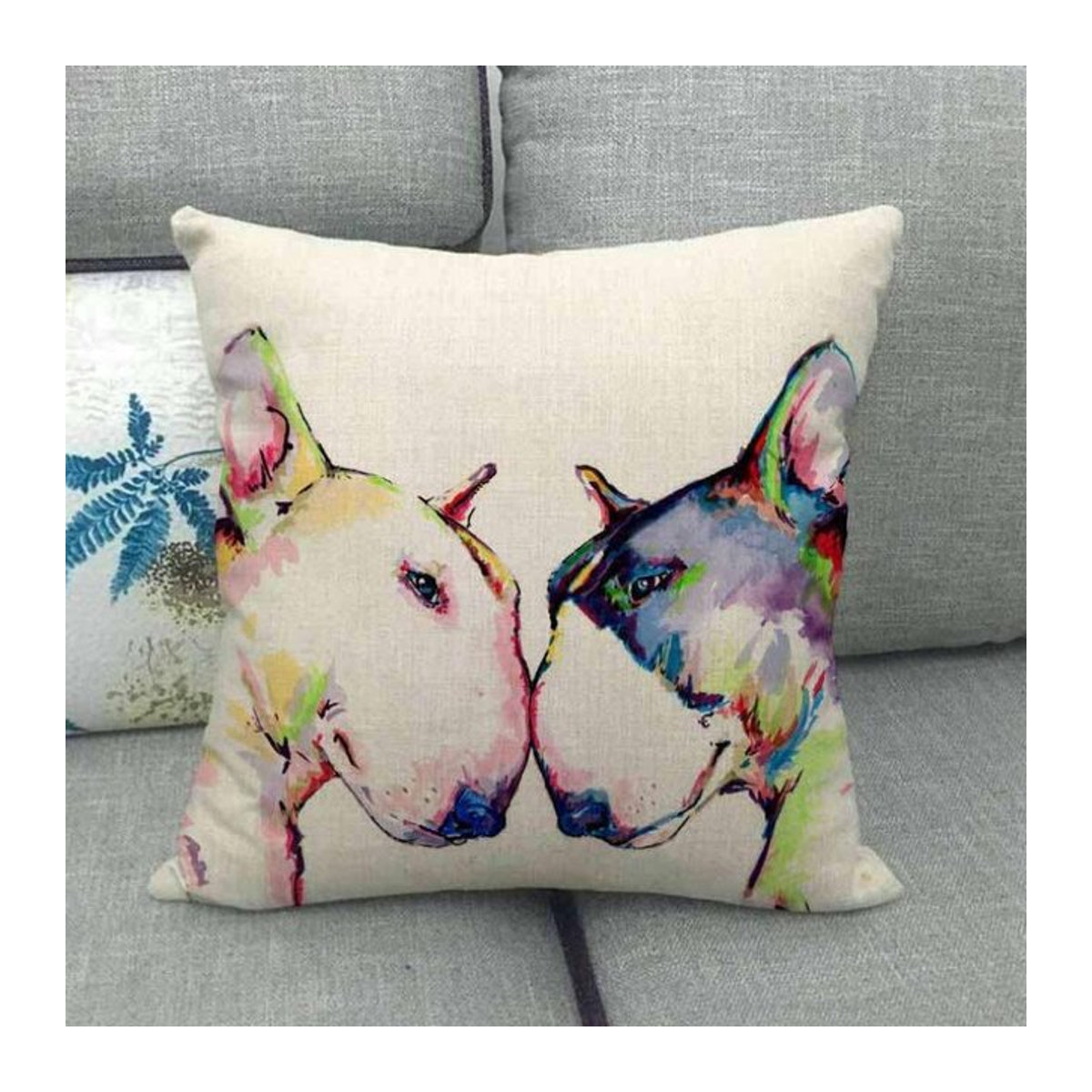 Dekokissen Hülle mit Bulldogge und Mops Muster aus Leinen für dein Sofa, Multicolor, B/B/H: 45 x 45 cm - Bild 1