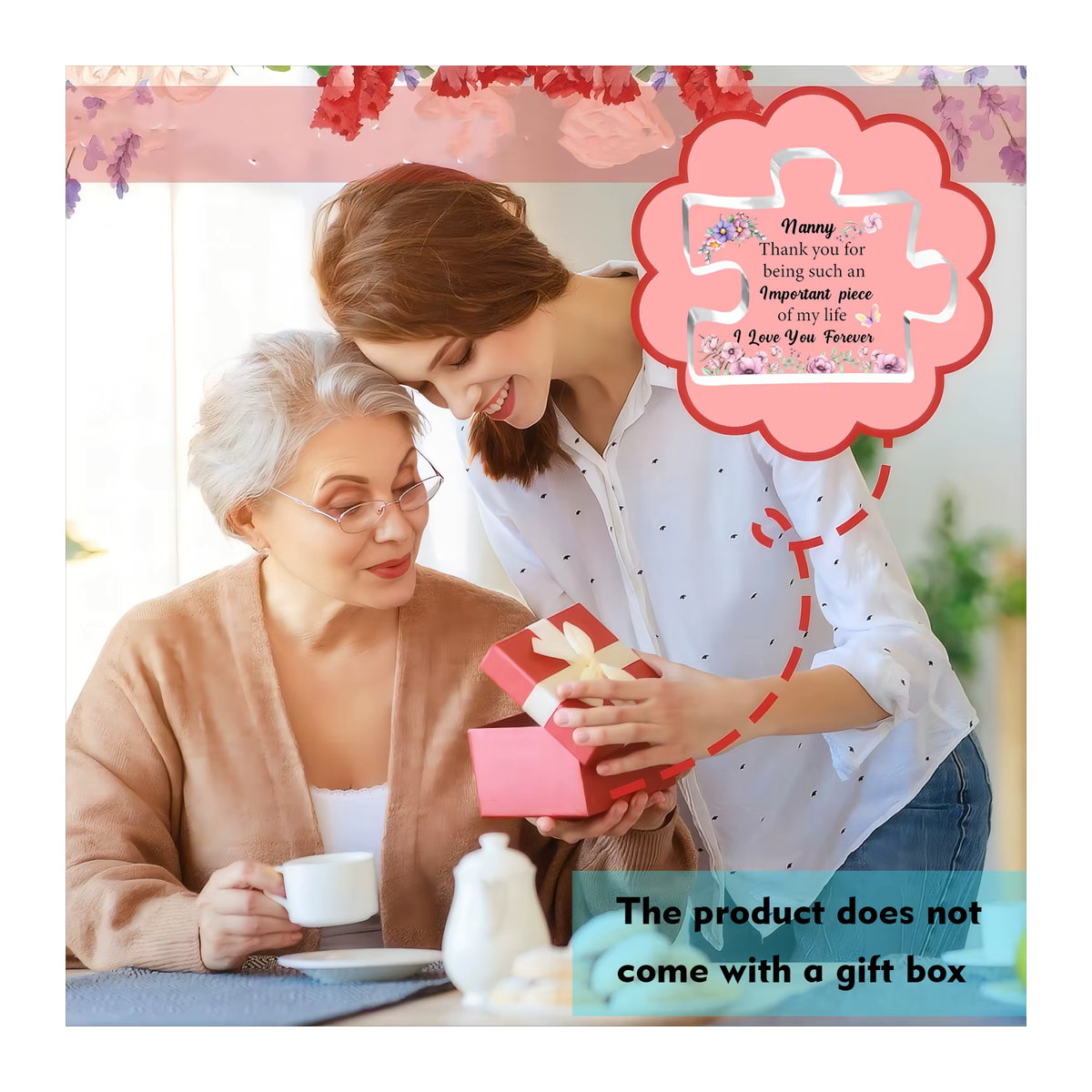 Dekorative Acryl-Plakette Nanny Puzzle als Geschenk für Oma zum Muttertag oder Geburtstag in Transparent - Bild 2