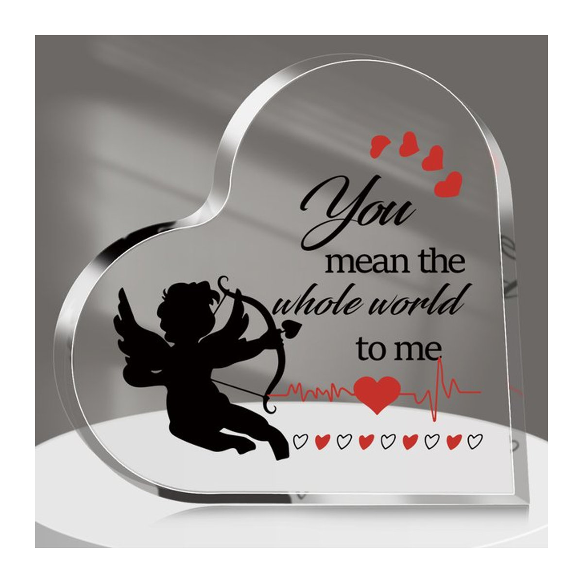 Dekorative Amor Liebe Herz Acryl Plakette in Transparent für romantische Geschenke zu Anlässen wie Valentinstag, Hochzeit oder Jubiläum - Bild 1