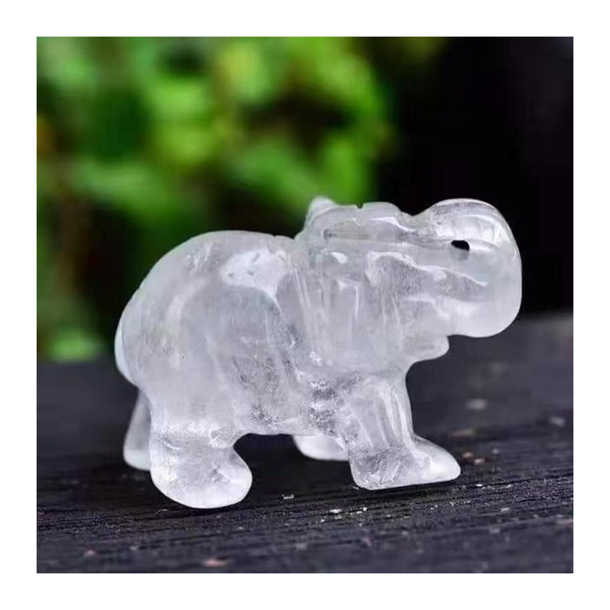 Dekorative Elefant Tierfigur aus transparentem Quarz-Naturstein und Kristall - Bild 1