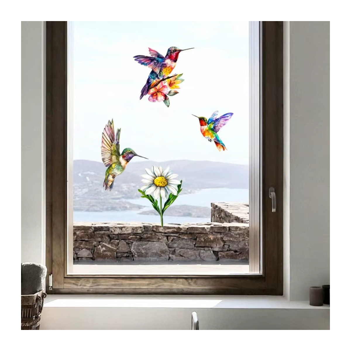 Dekorative Fensteraufkleber mit Kolibri-Muster, 6 Blatt mit 32 Motiven, statisch und abnehmbar, Größe: 20,07 x 30,0 cm - Bild 4