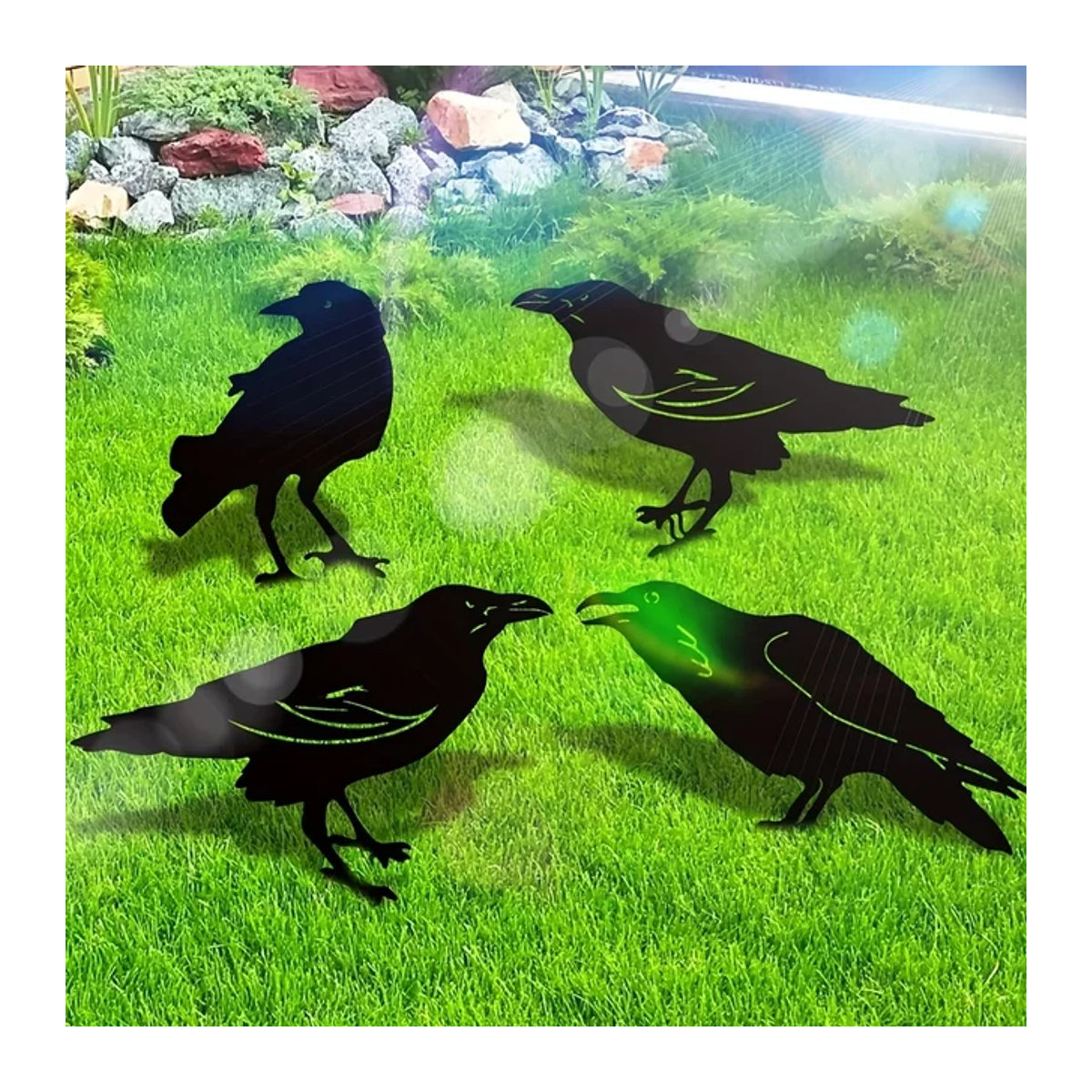 Dekorative Gartenstecker Schwarze Krähe aus Metall von CIFBUY in Schwarz - Bild 1