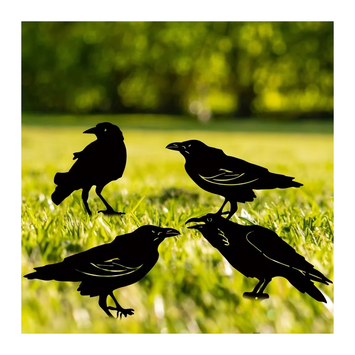 Dekorative Gartenstecker Schwarze Krähe aus Metall von CIFBUY in Schwarz - Bild 2