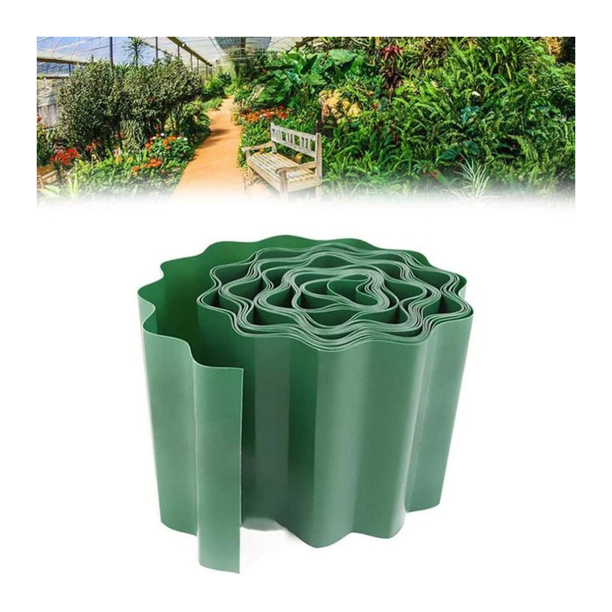 Dekorative Gartenzaun Grenze aus Kunststoff als flexible Rasenkante für Kies und Landschaftsgestaltung im Freien - Bild 1