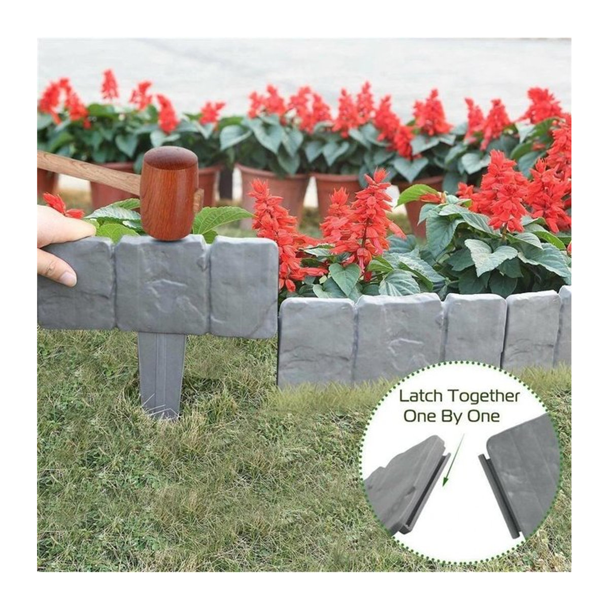 Dekorative Gartenzaun Stein Nachahmung Pflanzenstützpfähle für die Gartenlandschaft zur Beetbegrenzung - Bild 1