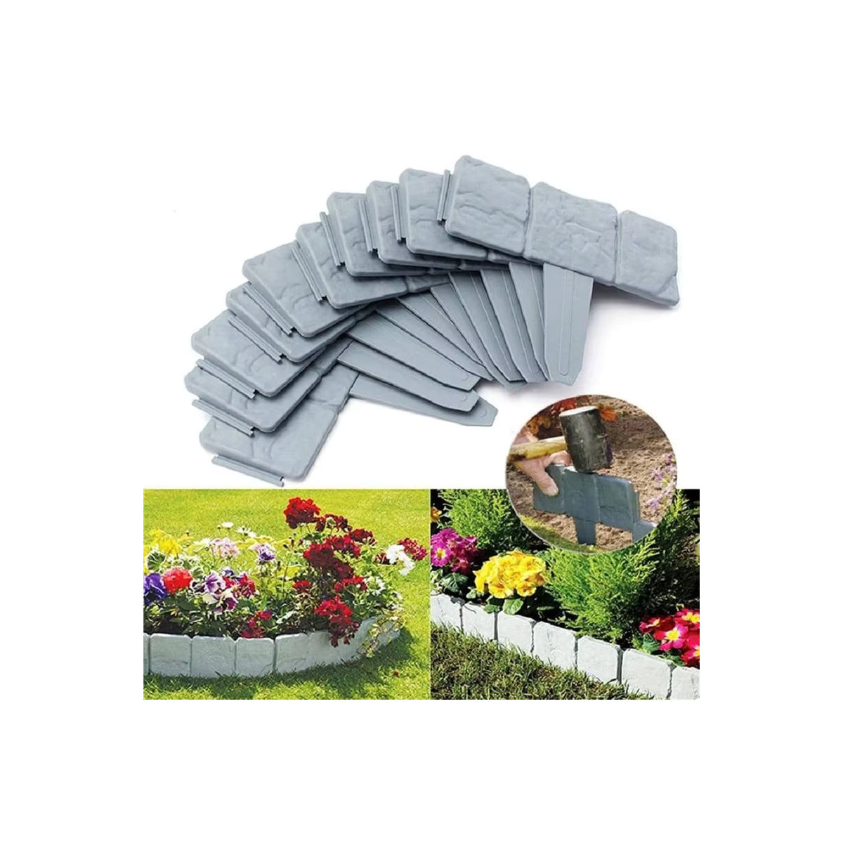 Dekorative Gartenzaun Stein Nachahmung Pflanzenstützpfähle für die Gartenlandschaft zur Beetbegrenzung - Bild 2