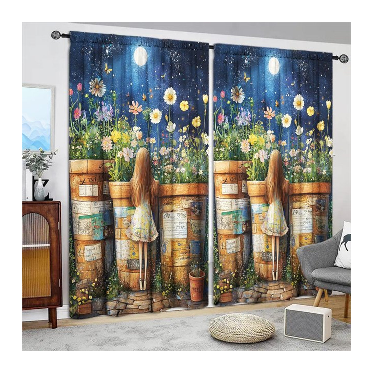 Dekorative halbtransparente Vorhänge aus Polyester von Tonnika Chen, 2er-Set, Breite: 100 cm, Höhe: 70 cm - Bild 1