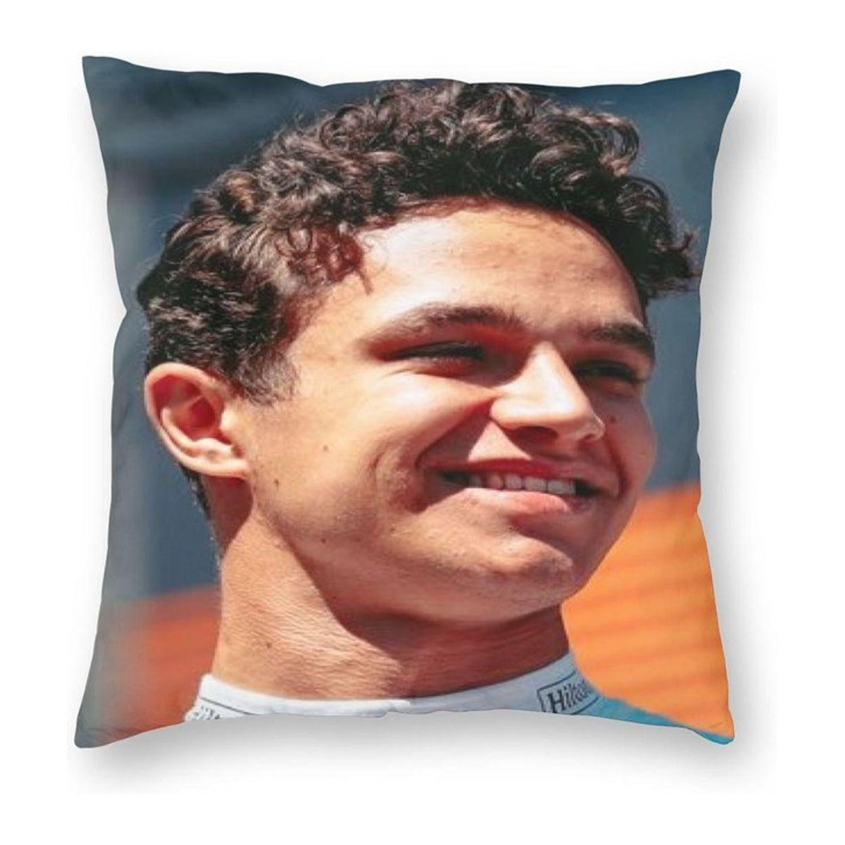 Dekorative Kissenhülle Lando Norris aus Polyester und Leinen mit Reißverschluss, B/B/H: 18 x 18 x 18 cm - Bild 1