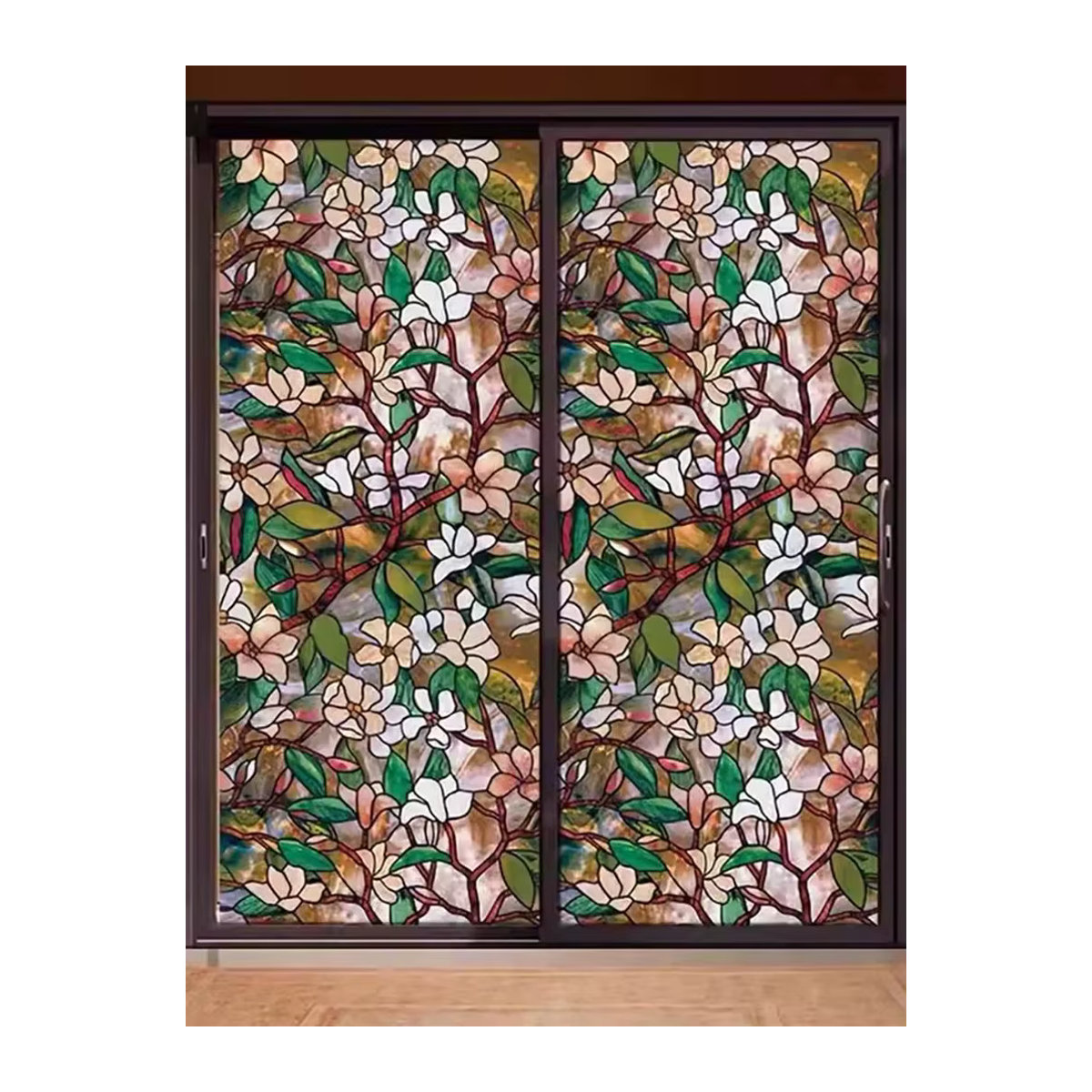 Dekorative PVC Fensterfolie mit Blumenmuster in Matt-Optik von ctzszzmm für Badezimmer und Türen, Art Déco Design, mehrfarbig - Bild 6
