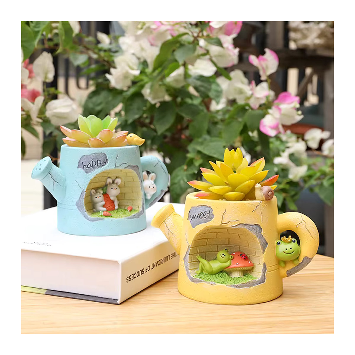 Dekorative Tier-Pflanzgefäße aus Kunstharz für Sukkulenten und kleine Pflanzen, mehrfarbig, Homelike Decor Ornament für Tischdekoration und Fairy Garden - Bild 2