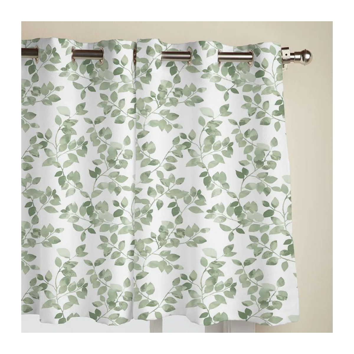Dekorative Voile-Fenstervorhänge mit Zweigen und Blättern in Farbverlauf für Wohnzimmer, Schlafzimmer und Küche, Breite: 135 cm, Höhe: 60 cm - Bild 3