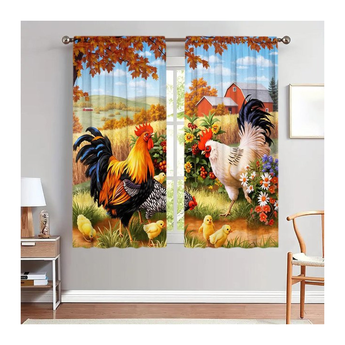 Dekorative Vorhänge im Amerikanischen Retro Landhausstil von Tonnika Chen, Multicolor, blickdicht als Sonnenschutz und Sichtschutz, Breite: 100 cm, Höhe: 70 cm - Bild 1