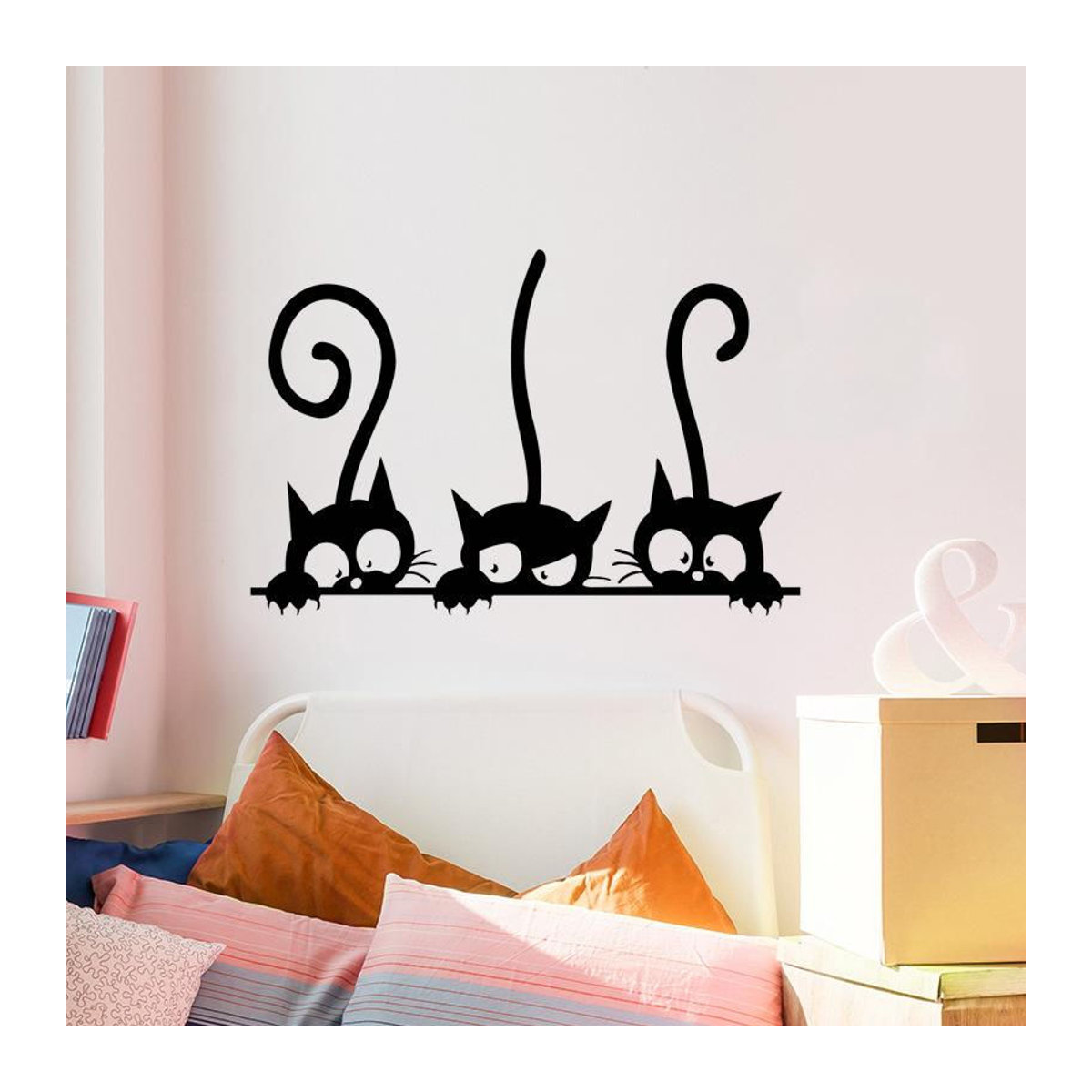 Dekorative Wandaufkleber mit drei lustigen Katzen in Schwarz für Wohnzimmer, Schlafzimmer und Kinderzimmer aus Kunststoff - Bild 2