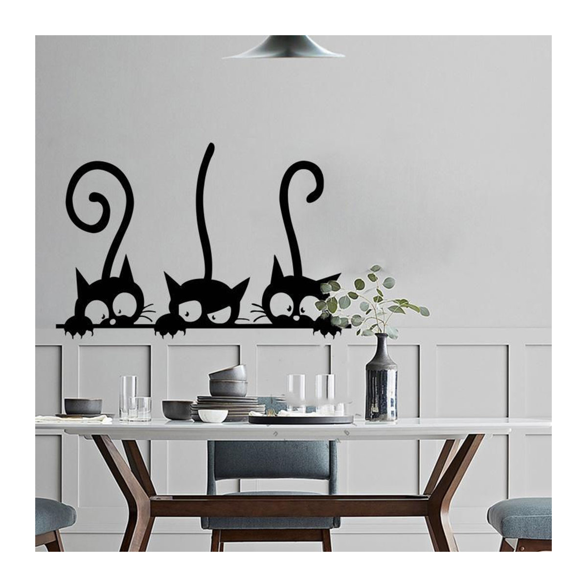 Dekorative Wandaufkleber mit drei lustigen Katzen in Schwarz für Wohnzimmer, Schlafzimmer und Kinderzimmer aus Kunststoff - Bild 3