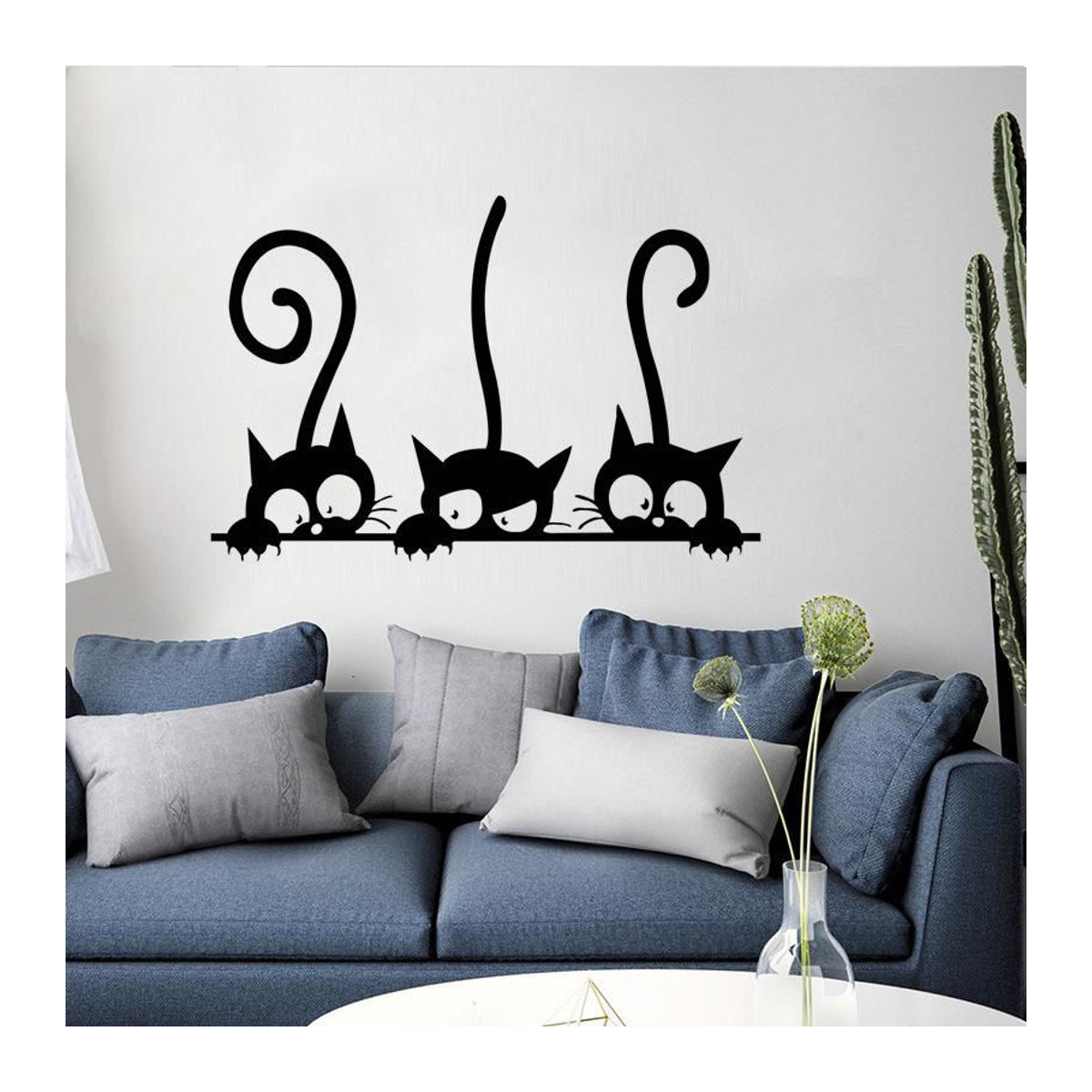 Dekorative Wandaufkleber mit drei lustigen Katzen in Schwarz für Wohnzimmer, Schlafzimmer und Kinderzimmer aus Kunststoff - Bild 4