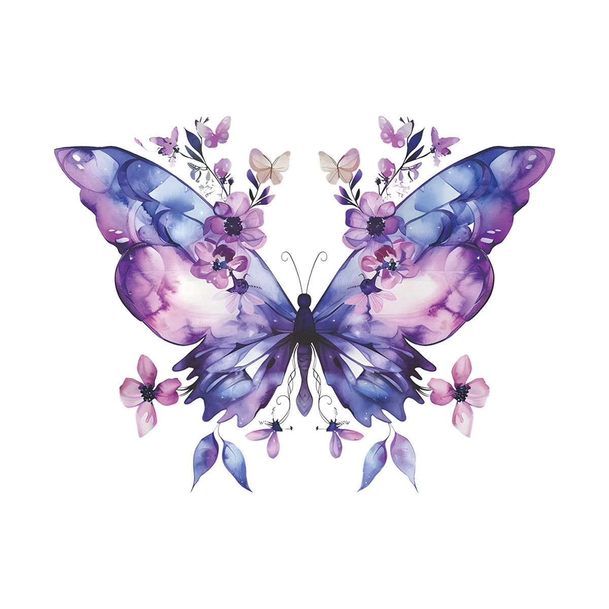 Dekorative Wandaufkleber mit Schmetterlingen und Blumen in Lila und Multicolor aus PVC für dein Schlafzimmer oder Wohnzimmer - Bild 2