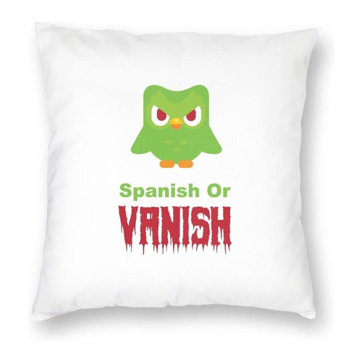 Dekorativer Duolingo Meme Kissenbezug aus Polyester und Leinen mit Reißverschluss, B/B/H: 45 x 45 cm - Bild 1
