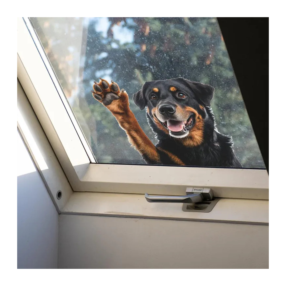 Dekorativer Fensteraufkleber mit lächelndem und grüßendem Welpen in Mehrfarbig aus Kunststoff - Bild 2