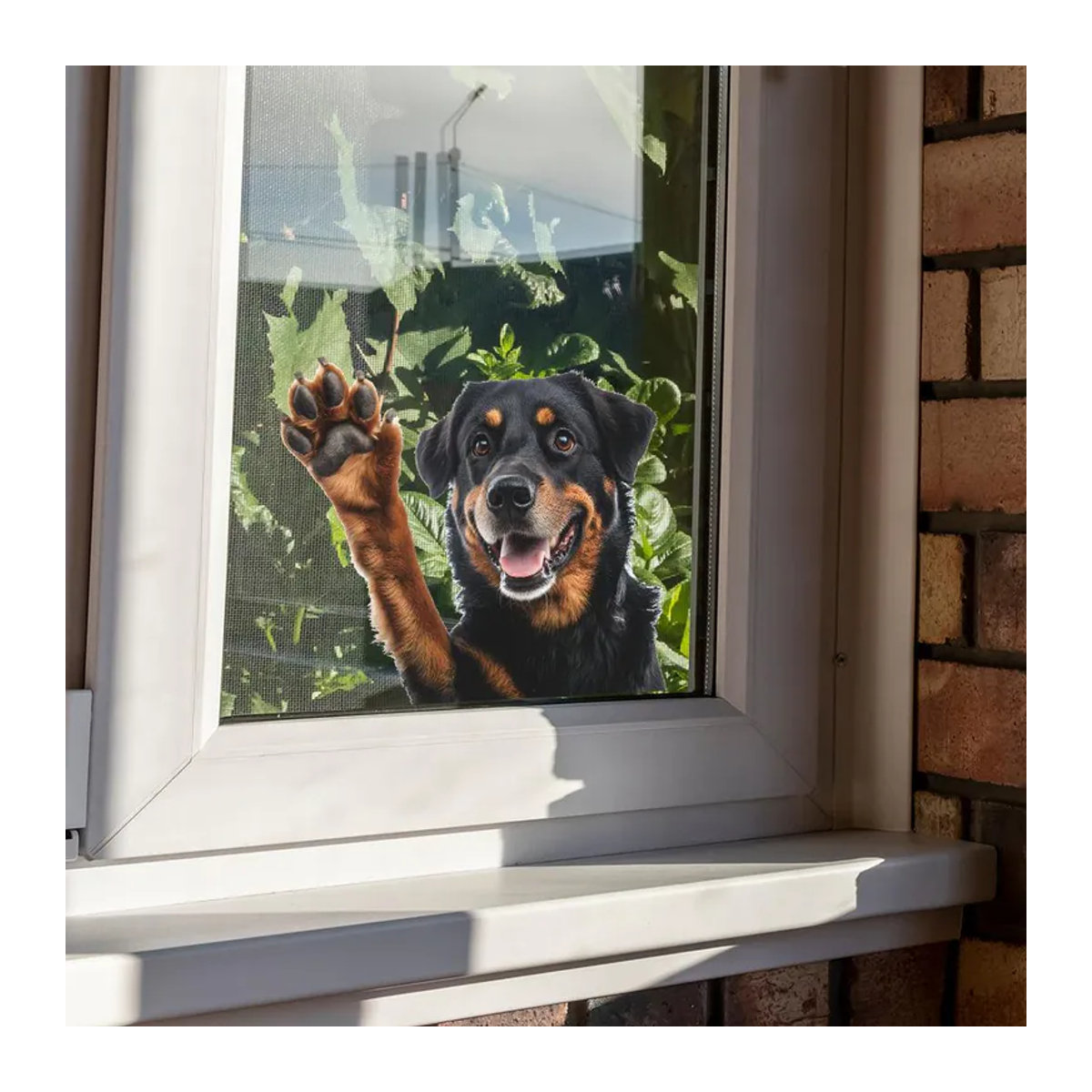 Dekorativer Fensteraufkleber mit lächelndem und grüßendem Welpen in Mehrfarbig aus Kunststoff - Bild 4
