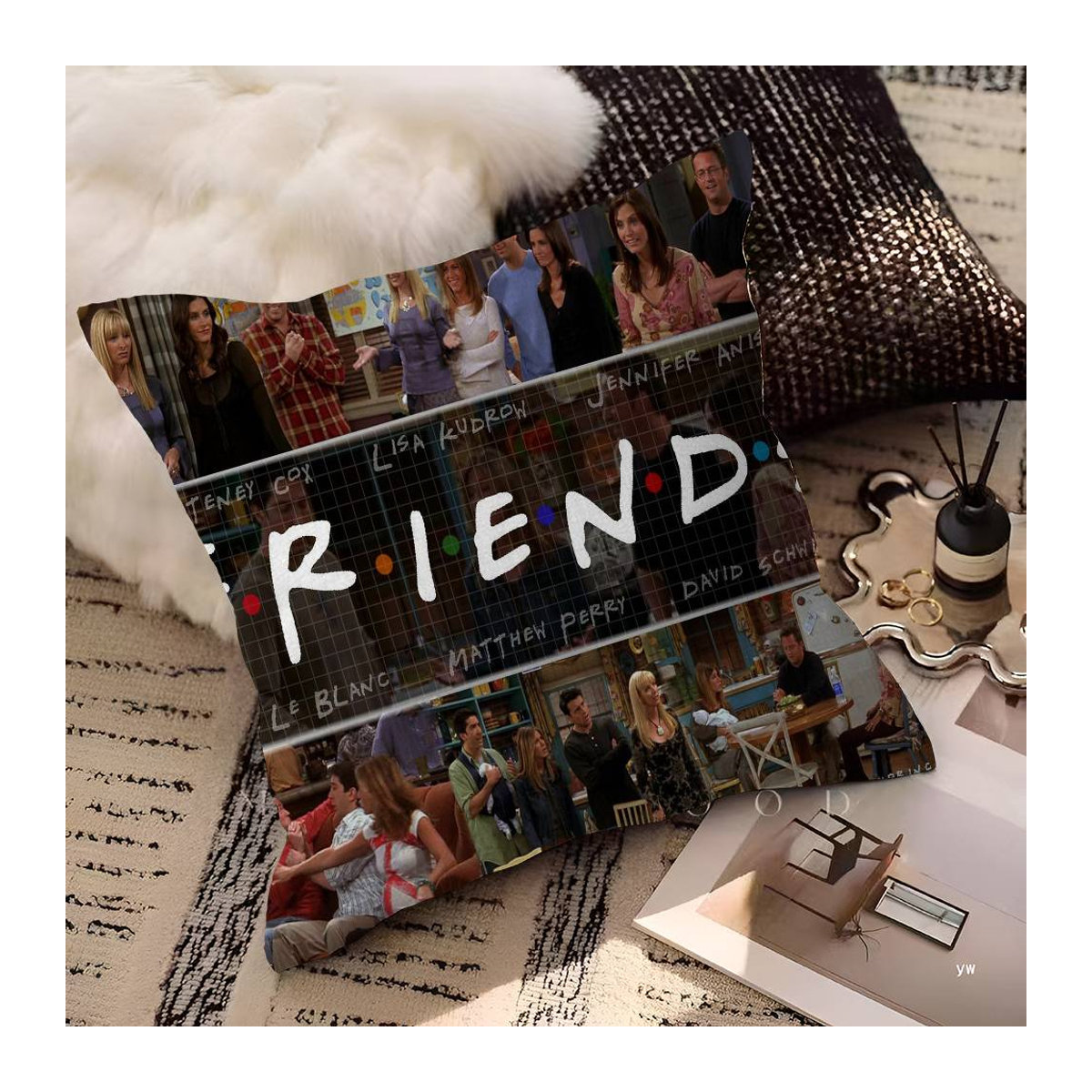 Dekorativer Friends TV-Show Kissenbezug aus Polyester in Multicolor, B/H: 45 x 45 cm - Bild 1