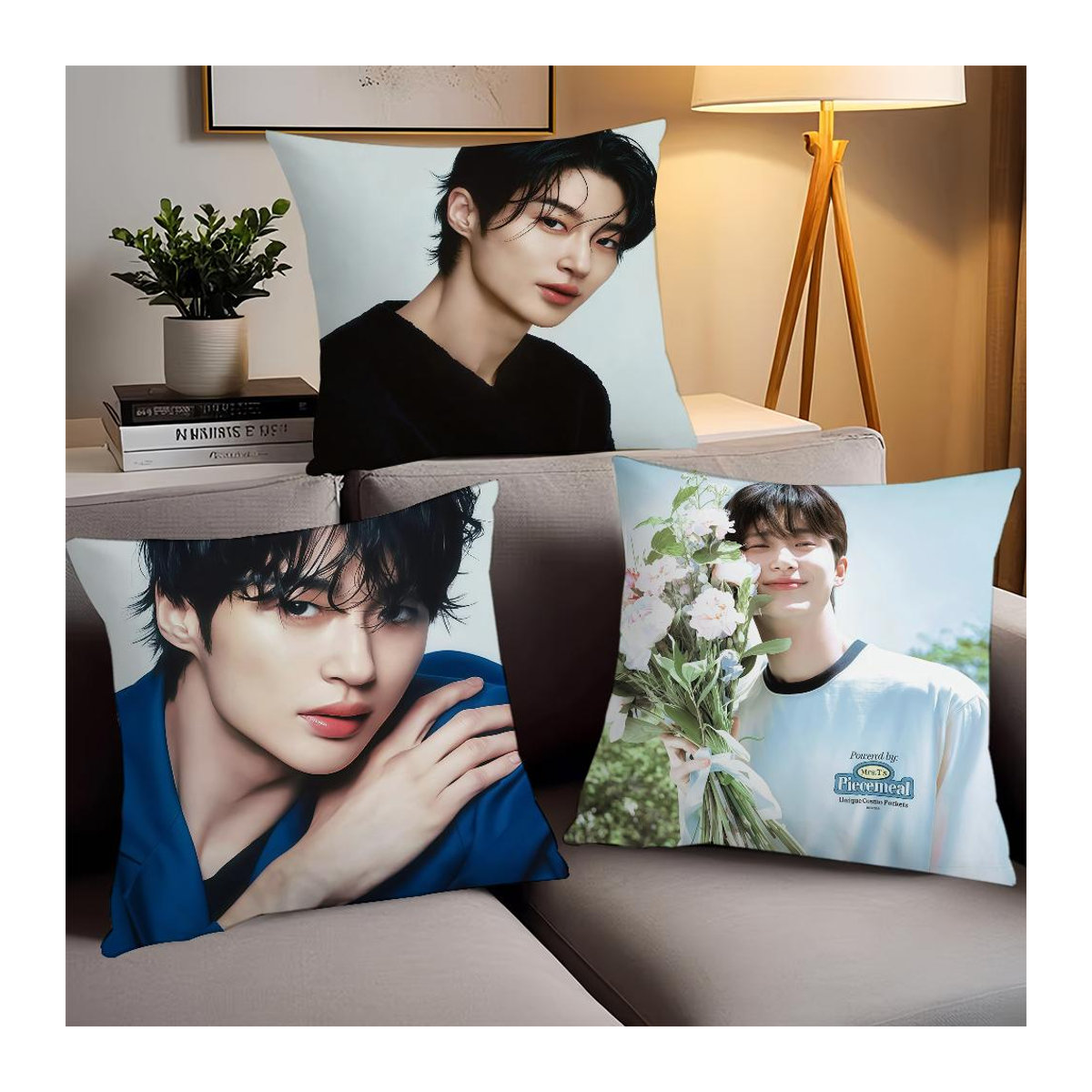 Dekorativer Kissenbezug im Koreanischen Modell B-Byeon W-Wooseok aus Peach Skin für Sofa, Auto und Schlafzimmer, B/H: 18 x 18 cm - Bild 1