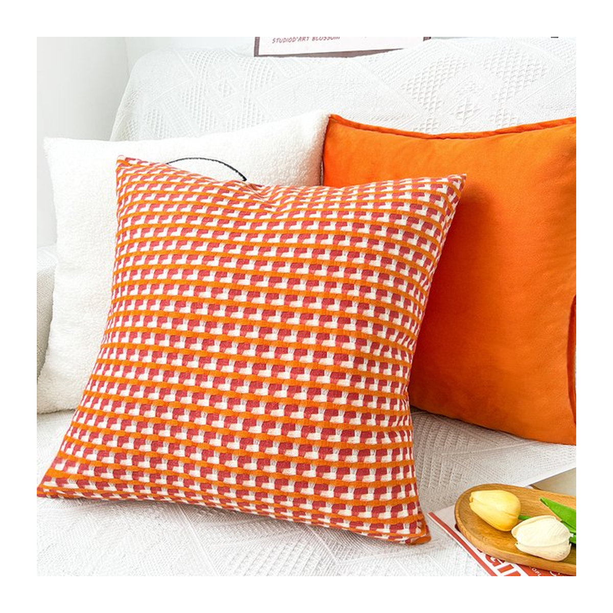 Dekorativer Kissenbezug im Nordic Stil in Orange, B/H: 45 x 45 cm - Bild 1
