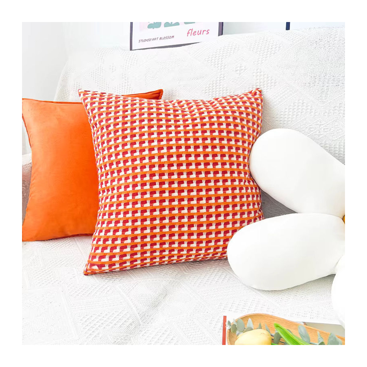 Dekorativer Kissenbezug im Nordic Stil in Orange, B/H: 45 x 45 cm - Bild 3