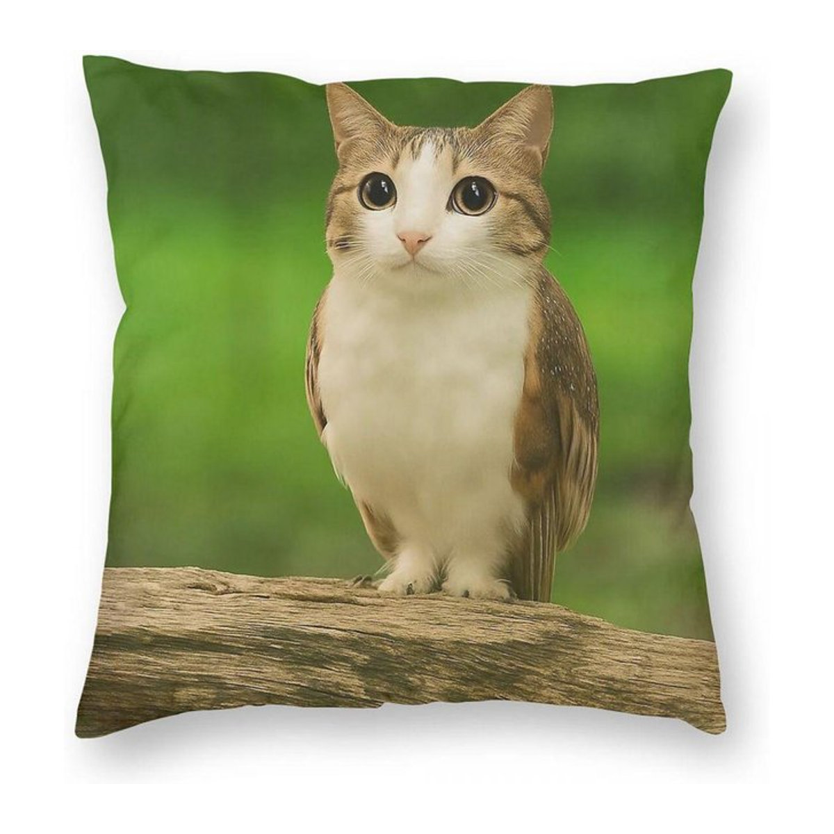 Dekorativer Kissenbezug Meowl Katze Eule Meme Muster aus Polyester und Leinen mit Reißverschluss, B/B: 18 x 18 cm, Multicolor - Bild 1