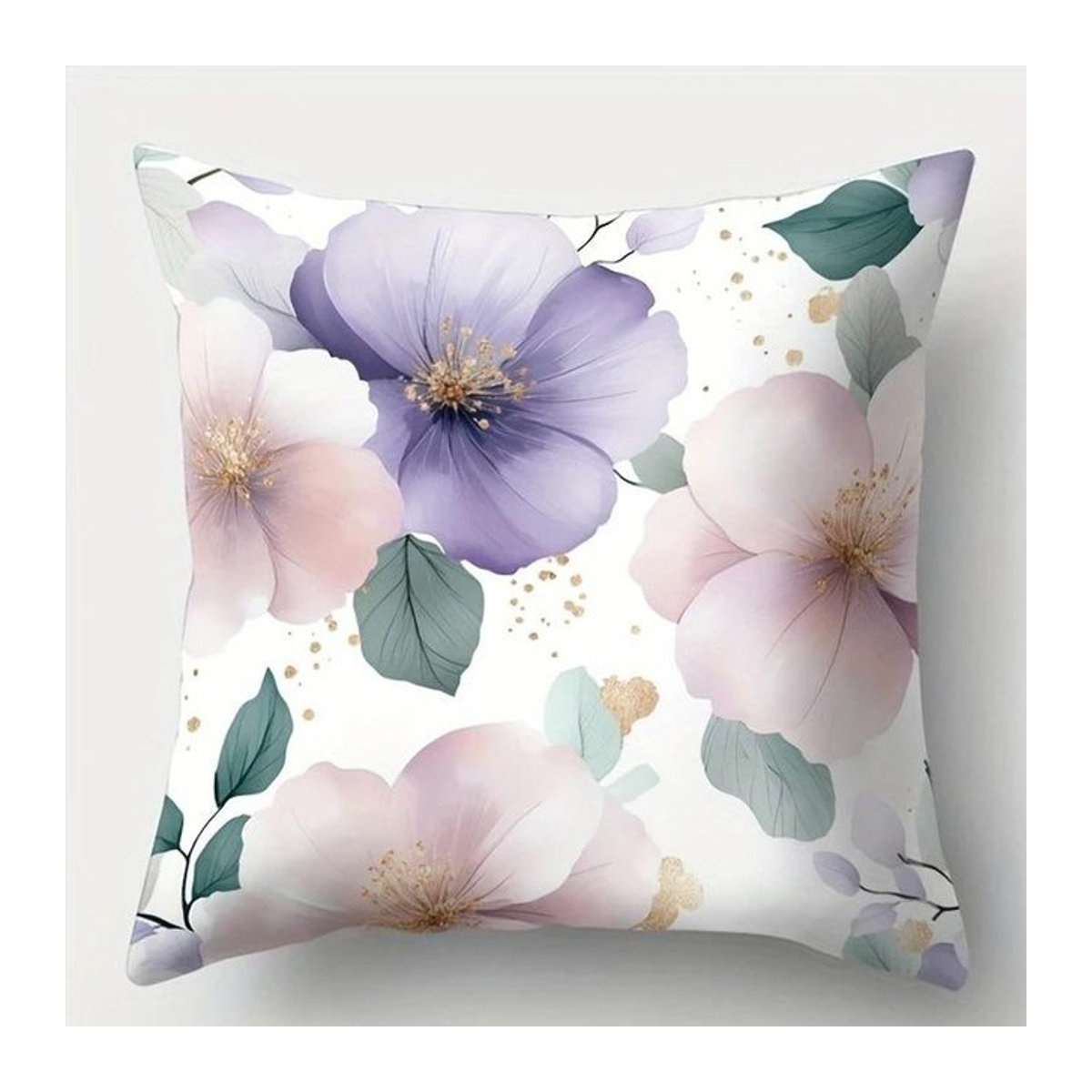 Dekorativer Kissenbezug mit floralem Muster aus Peach Skin für Sofa und Schlafzimmer, B/B/H: 18 x 18 x 18 cm - Bild 1