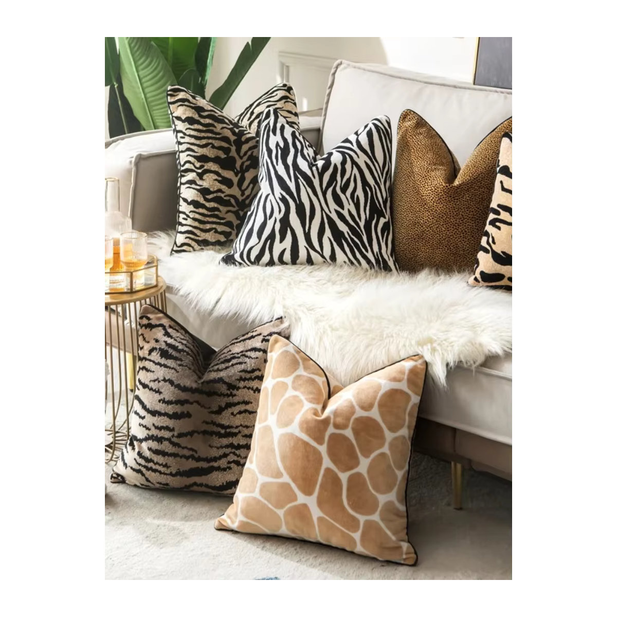 Dekorativer Kissenbezug mit Luxus Tiger- und Leopard-Muster aus beflocktem Samt für dein Wohnzimmer - Bild 4