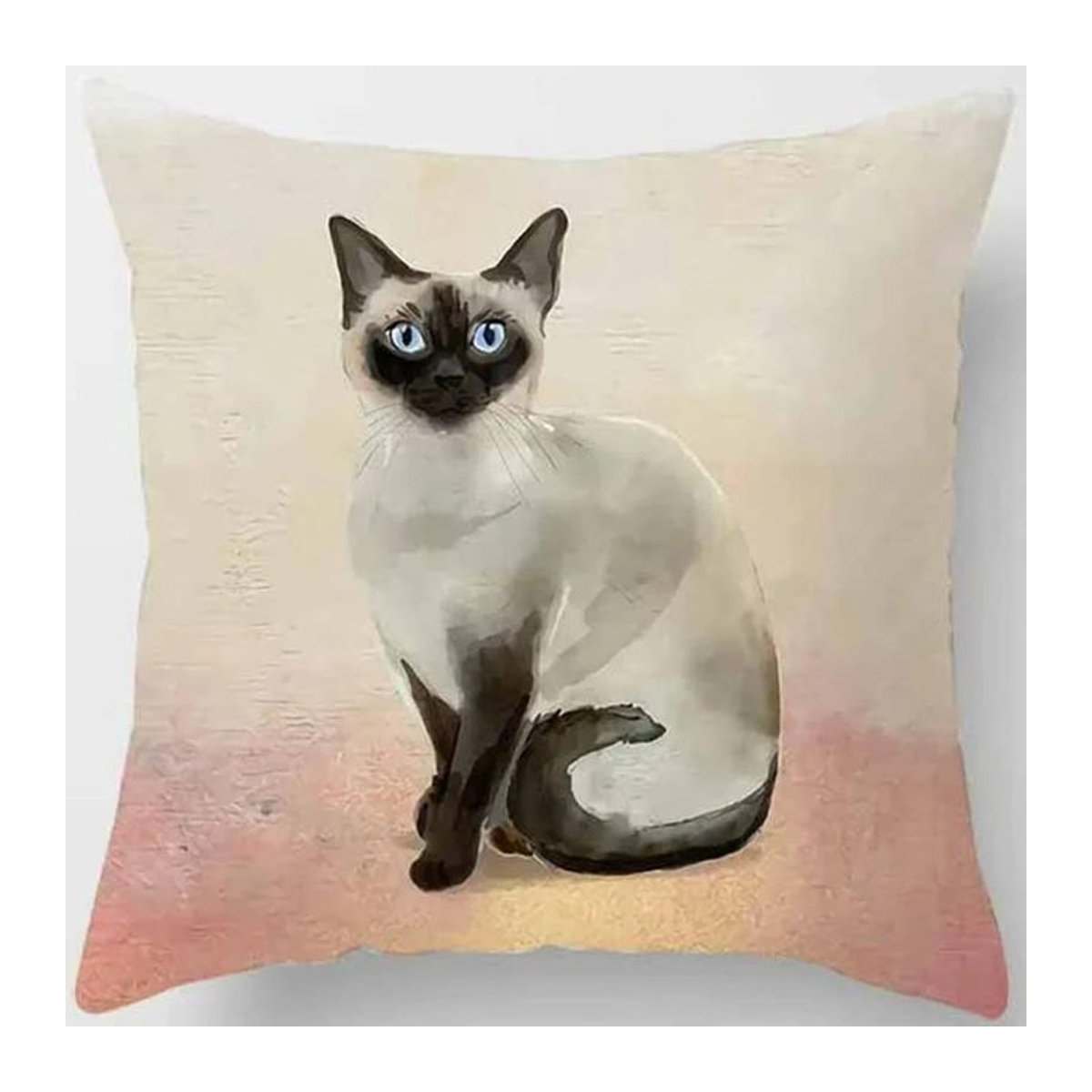 Dekorativer Kissenbezug mit Siamkatzen-Druck für Sofa und Schlafzimmer, Peach Skin Material, B/B/H: 18 x 18 x 18 cm - Bild 1