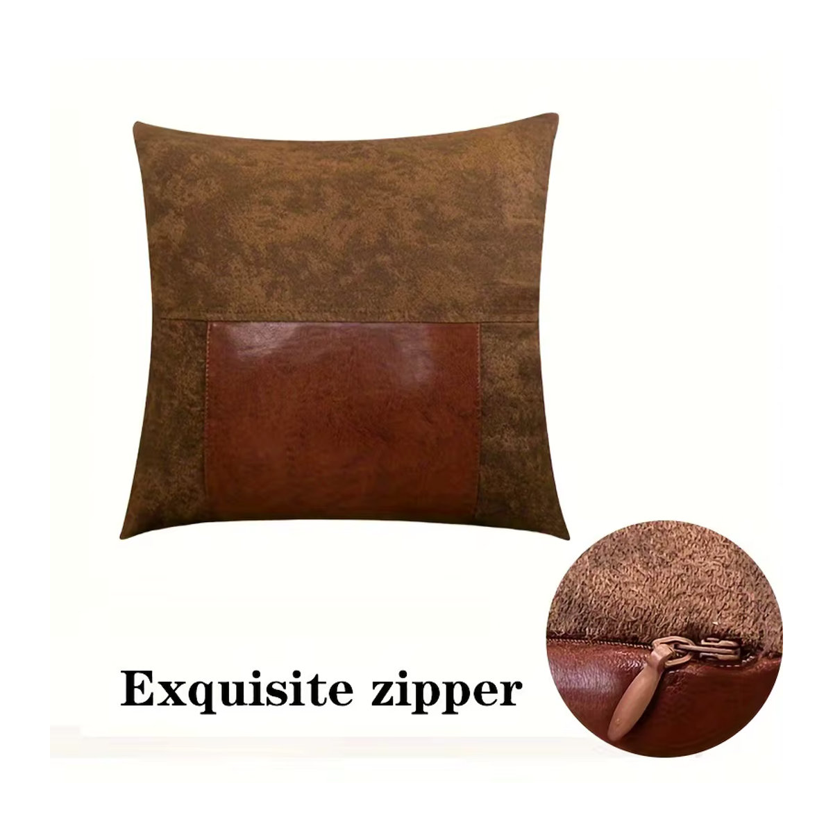 Dekorativer Kunstleder Kissenbezug im Boho-Bauernhaus-Stil für Sofa und Bett, quadratisch - Bild 6