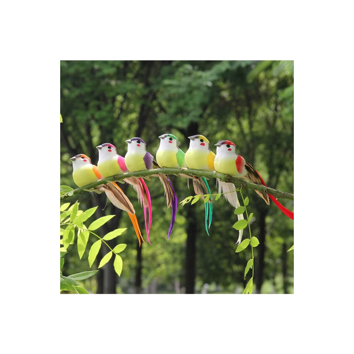 Dekorativer Kunstvogel aus Schaum und Federn in Grün für Gartenarbeit und Bastelarbeiten - Bild 5