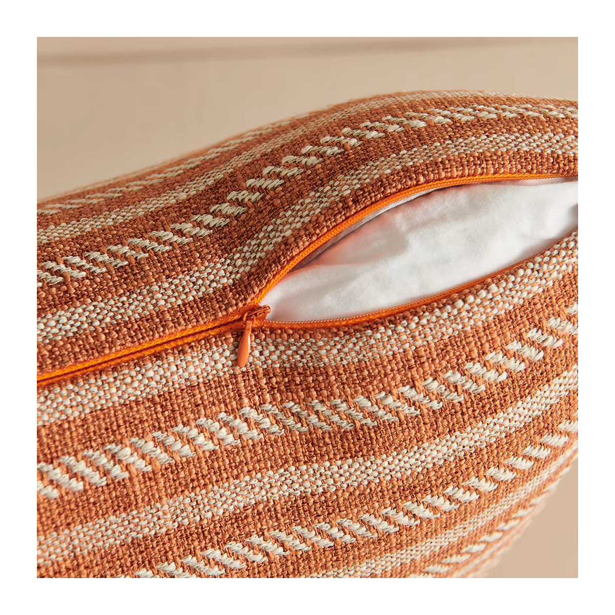 Dekorativer Leinen Kissenbezug mit Quasten in Orange für Sofa, Bett oder Stuhl, B/H: 45 x 45 cm und 30 x 50 cm - Bild 4