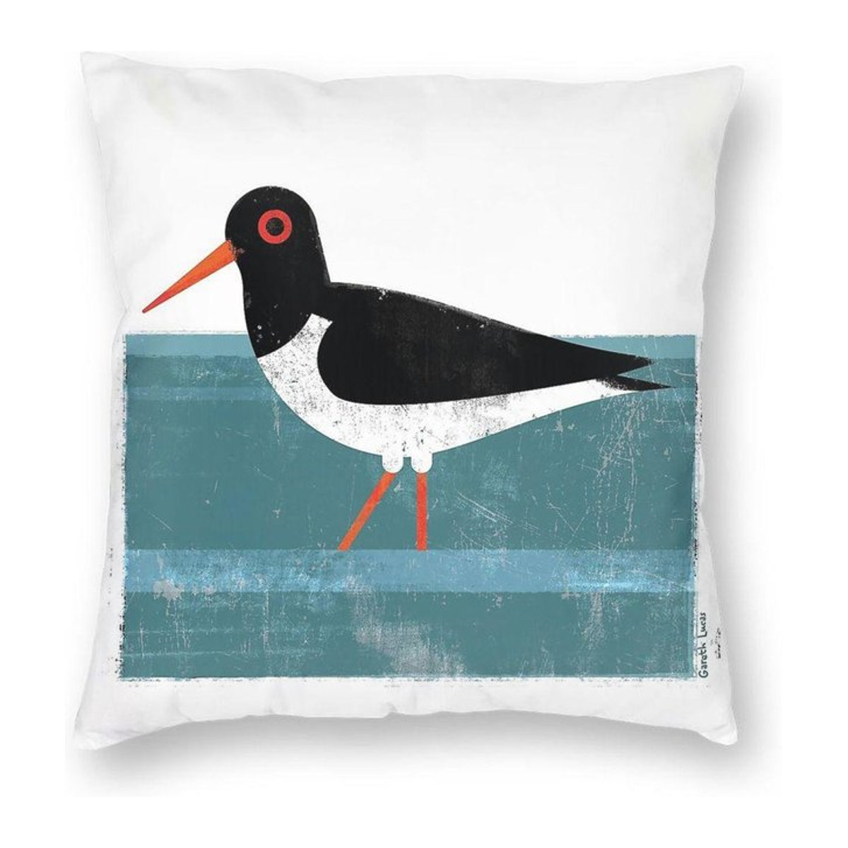 Dekorativer Platzkissenbezug Austernfischer aus Polyester und Leinen mit Reißverschluss, Multicolor, B/H: 18 x 18 cm - Bild 1