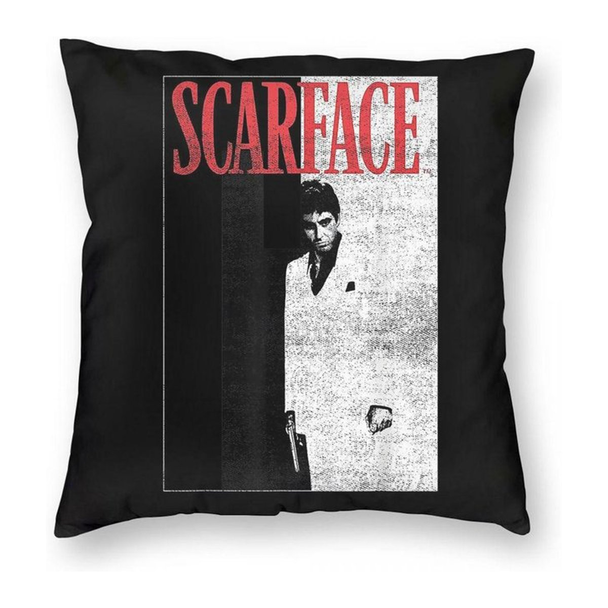 Dekorativer Scarface Film Kissenbezug aus Polyester und Leinen mit Samt-Finish, B/B: 18 x 18 cm - Bild 1